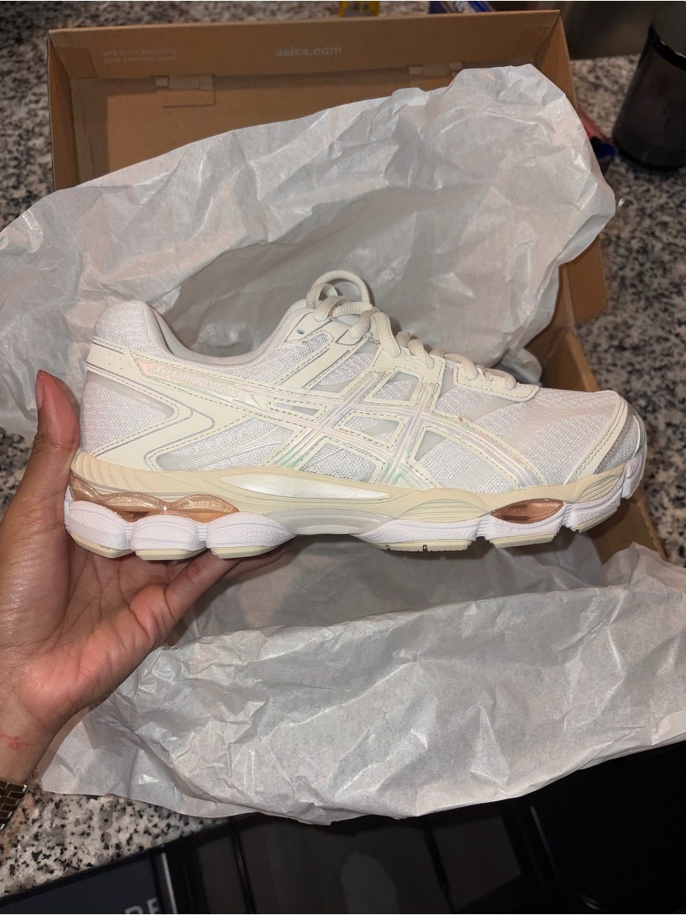 ASICS White and Cream Mesh Athletic Sneakers - Picture 3 of 6